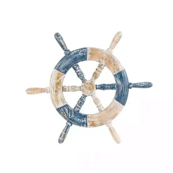 Outlet Kirklands Home Blue and White Ship Wheel Wall Plaque