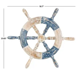 Outlet Kirklands Home Blue and White Ship Wheel Wall Plaque