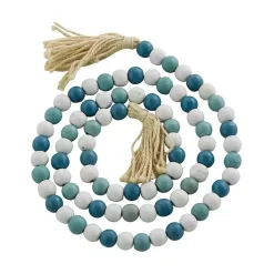 Discount Kirklands Home Blue and White Wood Beaded Tassel Garland