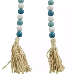 Discount Kirklands Home Blue and White Wood Beaded Tassel Garland