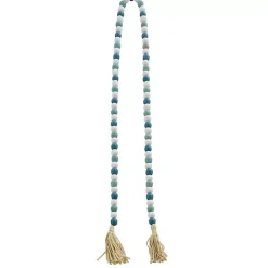 Discount Kirklands Home Blue and White Wood Beaded Tassel Garland