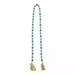 Discount Kirklands Home Blue and White Wood Beaded Tassel Garland