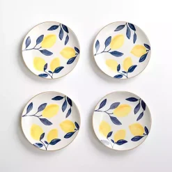 Hot Kirklands Home Blue and Yellow Lemons Salad Plate