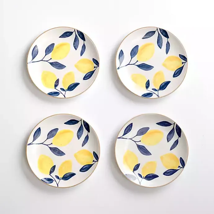 Hot Kirklands Home Blue and Yellow Lemons Salad Plate