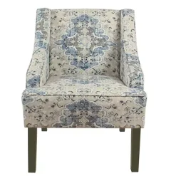 New Kirklands Home Antiqued Medallion Swoop Arm Accent Chair Blue