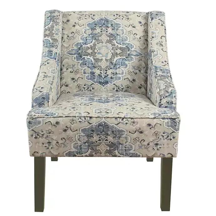 New Kirklands Home Antiqued Medallion Swoop Arm Accent Chair Blue