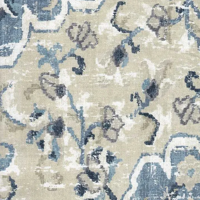 New Kirklands Home Antiqued Medallion Swoop Arm Accent Chair Blue