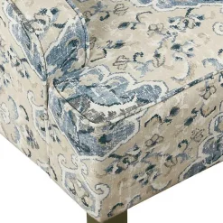 New Kirklands Home Antiqued Medallion Swoop Arm Accent Chair Blue