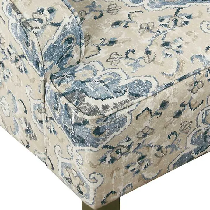 New Kirklands Home Antiqued Medallion Swoop Arm Accent Chair Blue