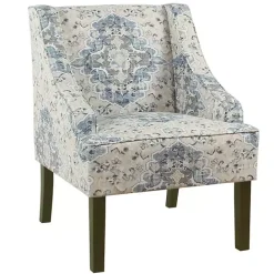 New Kirklands Home Antiqued Medallion Swoop Arm Accent Chair Blue