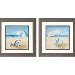 Sale Kirklands Home Blue Beach Framed Art Prints, Set of 2