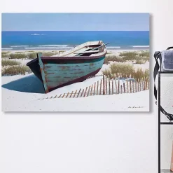 Kirklands Home Blue Boat On Beach Canvas Art Print