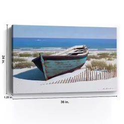 Kirklands Home Blue Boat On Beach Canvas Art Print