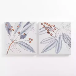 Outlet Kirklands Home Blue Botanical Berries Canvas Art Prints, Set of 2
