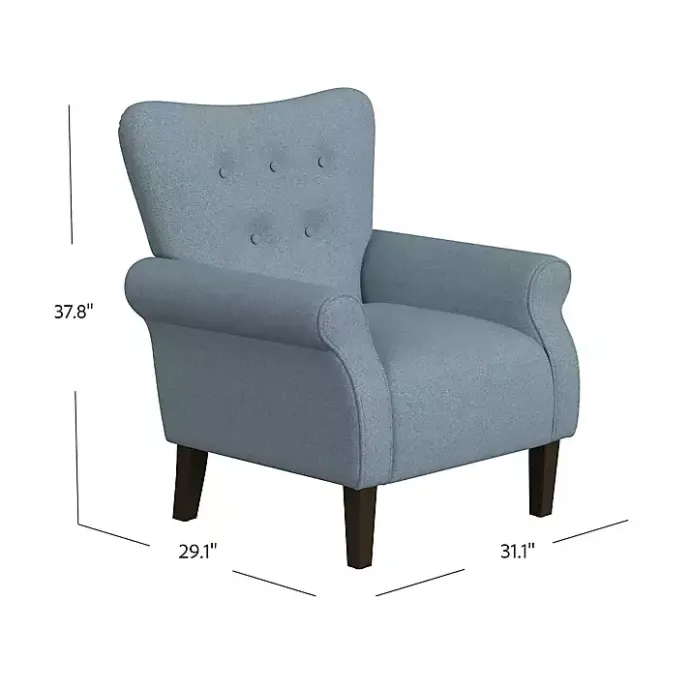 New Kirklands Home Button-Tufted Rolled Arm Accent Chair Blue