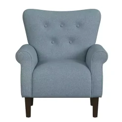 New Kirklands Home Button-Tufted Rolled Arm Accent Chair Blue
