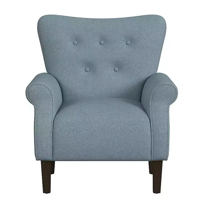 New Kirklands Home Button-Tufted Rolled Arm Accent Chair Blue
