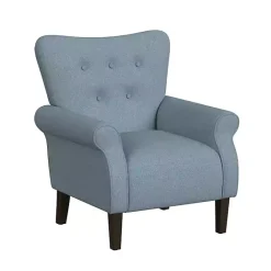 New Kirklands Home Button-Tufted Rolled Arm Accent Chair Blue
