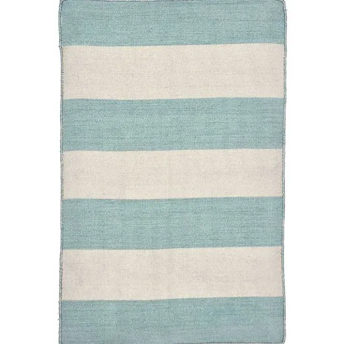 Best Kirklands Home Blue Cabana Stripe Indoor/Outdoor Scatter Rug
