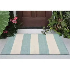 Best Kirklands Home Blue Cabana Stripe Indoor/Outdoor Scatter Rug