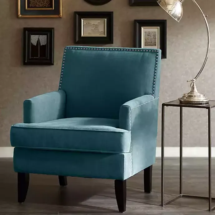 Clearance Kirklands Home Carlton Accent Chair with Nailhead Trim Blue
