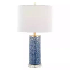 Best Kirklands Home Blue Ceramic Embossed Spiro Table Lamp White
