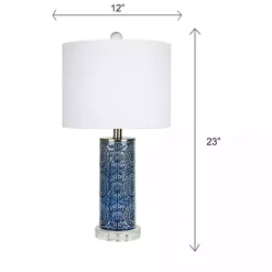 Best Kirklands Home Blue Ceramic Embossed Spiro Table Lamp White