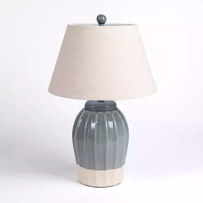 Best Kirklands Home Blue Ceramic Scalloped Table Lamp Tan