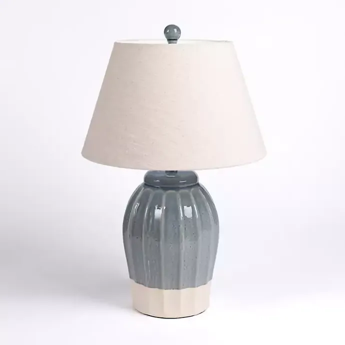 Best Kirklands Home Blue Ceramic Scalloped Table Lamp Tan