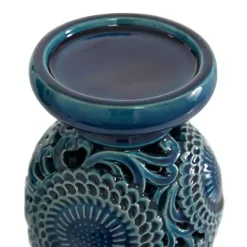 Hot Kirklands Home Ceramic Tiered Base Candle Holders, Set of 2 Blue