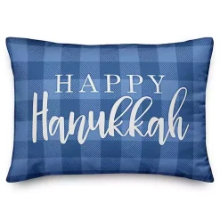 Hot Kirklands Home Blue Check Happy Hanukkah Accent Pillow