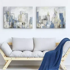 Outlet Kirklands Home Blue City Canvas Art Prints, Set of 2
