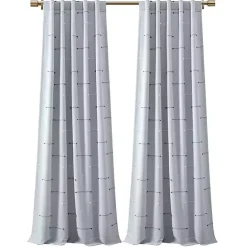 Discount Kirklands Home Clipped Stripe Curtain Panel Set, 84 in. Blue