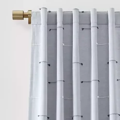 Discount Kirklands Home Clipped Stripe Curtain Panel Set, 84 in. Blue