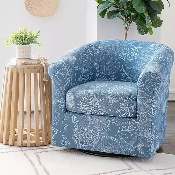 Kirklands Home Coastal Bonnie Swivel Accent Chair Blue