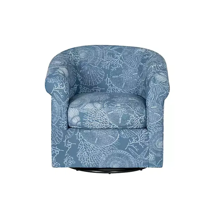 Kirklands Home Coastal Bonnie Swivel Accent Chair Blue