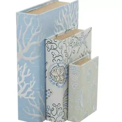 Discount Kirklands Home Blue Coastal Canvas Book Boxes, Set of 3