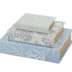 Discount Kirklands Home Blue Coastal Canvas Book Boxes, Set of 3