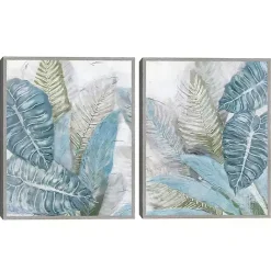 Best Kirklands Home Blue Coastal Leaves I & II Canvas Prints, Set of 2