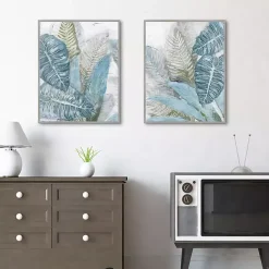 Best Kirklands Home Blue Coastal Leaves I & II Canvas Prints, Set of 2