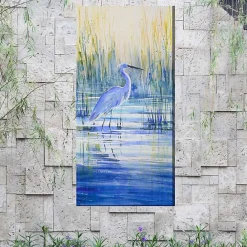 Discount Kirklands Home Blue Crane Outdoor Canvas Art Print, 24x48 in.