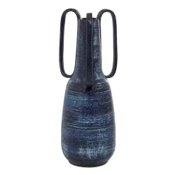 Kirklands Home Crosshatch Triple Handle Ceramic Vase, 17 in. Blue