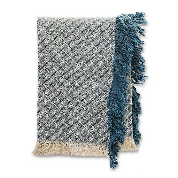 Best Kirklands Home Cross-Stitch Woven Throw Blue