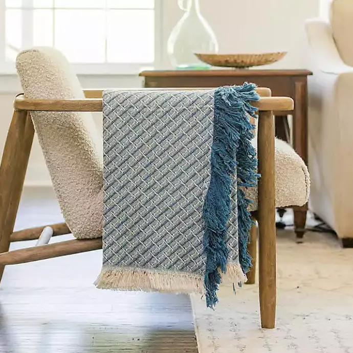 Best Kirklands Home Cross-Stitch Woven Throw Blue