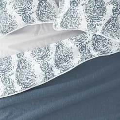 Outlet Kirklands Home Blue Damask Reversible 3-pc. Queen Quilt Set