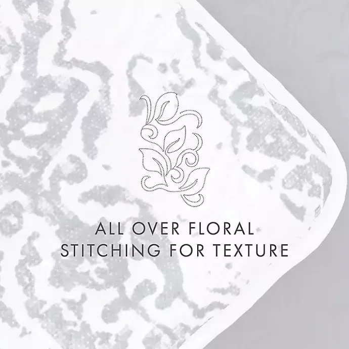 Outlet Kirklands Home Blue Damask Reversible 3-pc. Queen Quilt Set