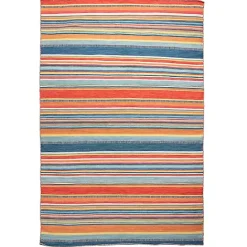 Sale Kirklands Home Blue Dhurri Stripe Indoor/Outdoor Area Rug, 7x9