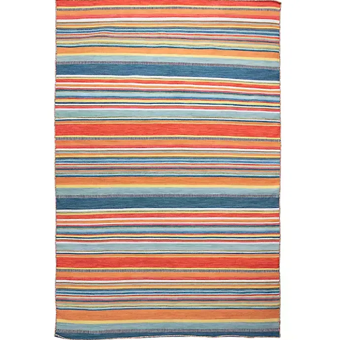Sale Kirklands Home Blue Dhurri Stripe Indoor/Outdoor Area Rug, 7x9