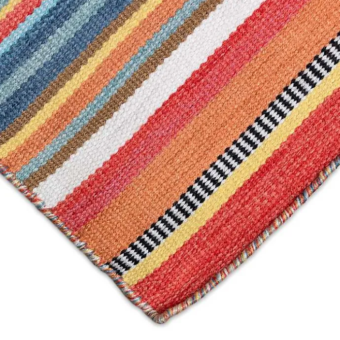 Sale Kirklands Home Blue Dhurri Stripe Indoor/Outdoor Area Rug, 7x9
