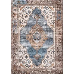 Sale Kirklands Home Blue Distressed Medallion Washable Area Rug, 8x10